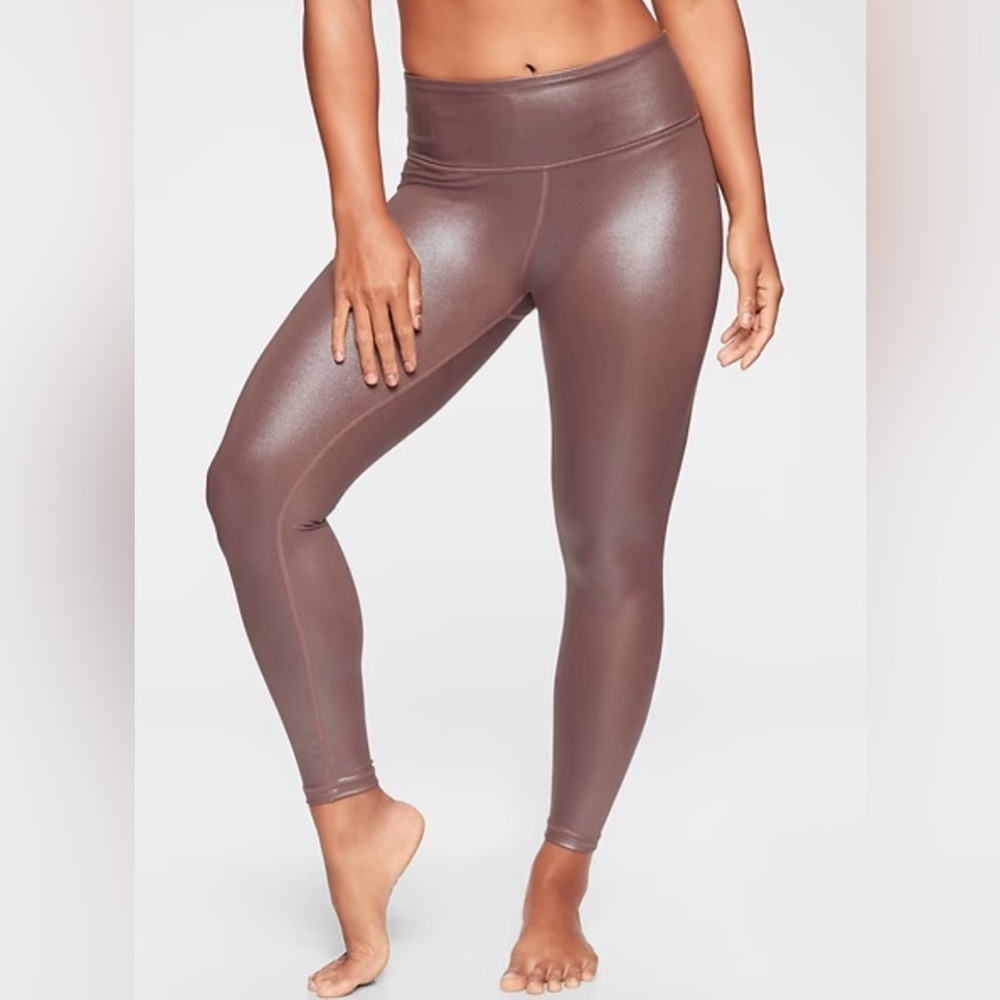 Athleta shimmery tights leggings in powervita for women Sz medium activewear